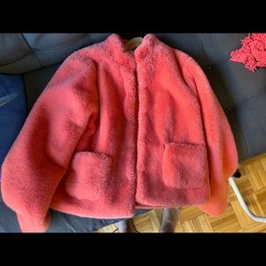Faux fur coral jacket from Anthropologie. Super soft. Worn only a couple times.